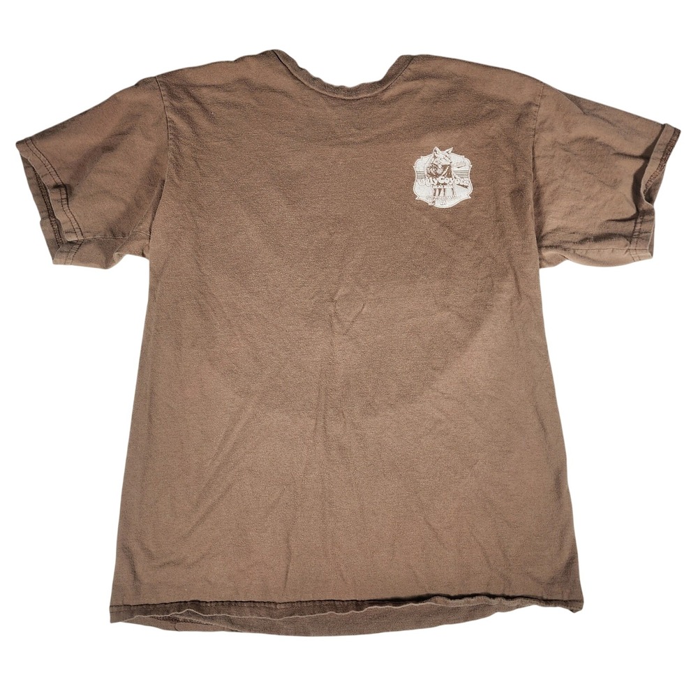 Cabela's Ugly Coyote Okay Beer Graphic T-Shirt Novelty Brown Medium